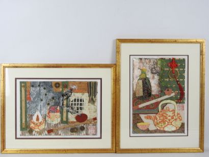 LES OBJETS TRANQUILLES. Ensemble de six collages/...
