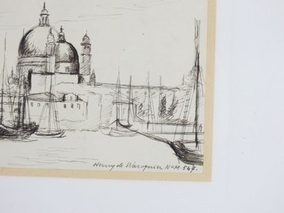 Henry DE WAROQUIER (1881-1970): Venice. Ink...