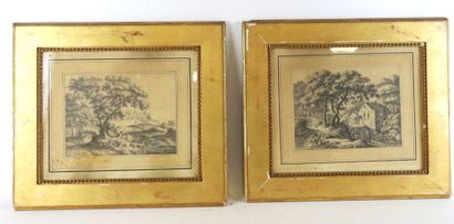 I. GONNELL (XVIII-XIX) : paysages. Paire...