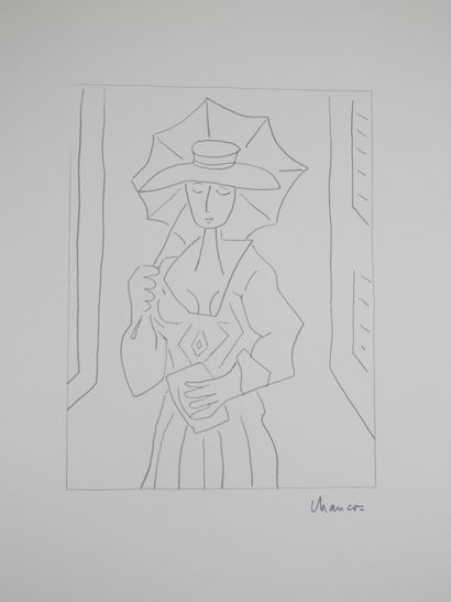 Roland CHANCO (1914-2017): Femme à l'ombrelle....