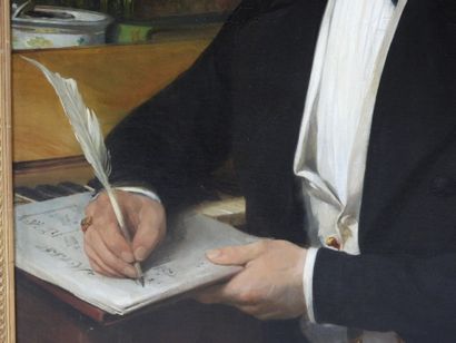 H. DURIEZ (XIXe) : Portrait d'homme composant...