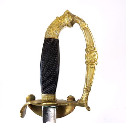 SWORD. Staff officer's sword, chased brass...