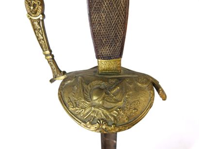 SWORD. Staff officer's sword, chased brass...