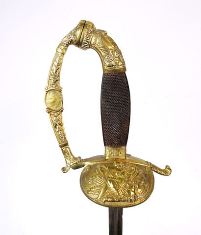 SWORD. Staff officer's sword, chased brass...