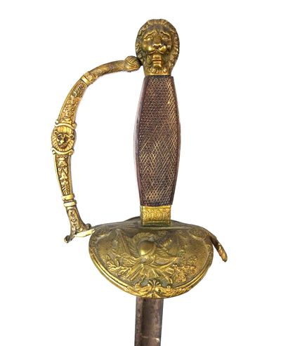 SWORD. Staff officer's sword, chased brass...