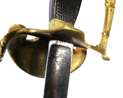 SWORD. Staff officer's sword, chased brass...
