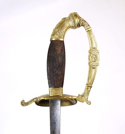SWORD. Staff officer's sword, chased brass...