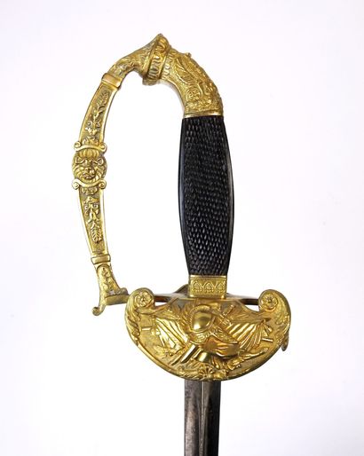 SWORD. Staff officer's sword, chased brass...