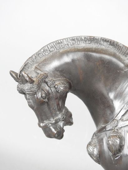 CHINA: Ceremonial horse. Bronze with black...