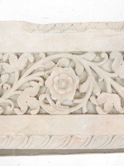 India. Upper part of a temple pillar carved...