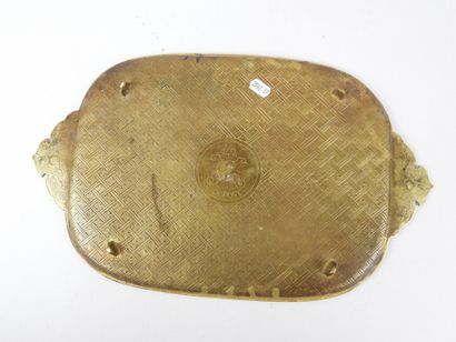 CHINA: Gilt bronze tray with chased decoration...