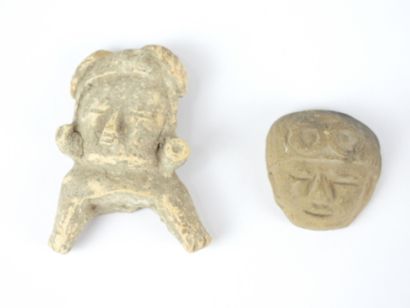 FOUR pre-Columbian FIGURES in stone and clay....
