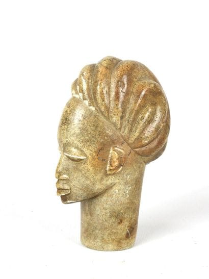GABON: Carved head in Mbigou stone. H. 16...