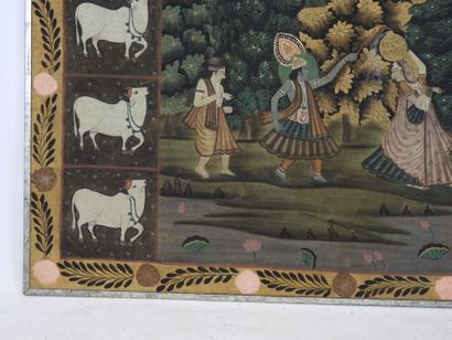 INDIA: Procession of women. Gouache on silk...