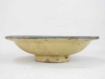 MOROCCO: Earthenware bowl on heel with green...