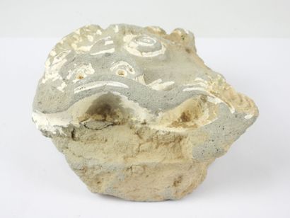 MONGOLIA: Mahakala head in stone. H. 16.5...