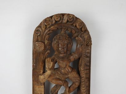 INDIA . Dancing divinity in carved wood....