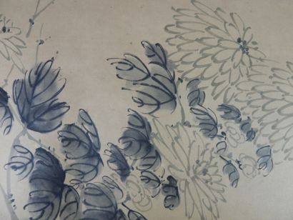 JAPAN: kakemono with floral design. Signed....