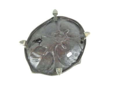 JAPAN: Bronze bowl with frog and water lily...