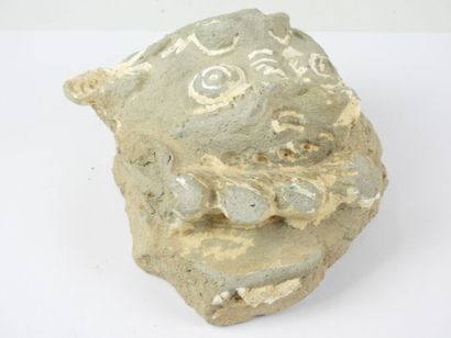 MONGOLIA: Mahakala head in stone. H. 16.5...