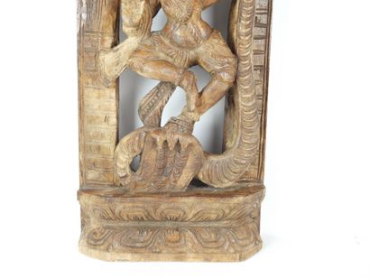 INDIA . Dancing divinity in carved wood....