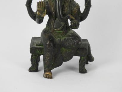 INDE : Ganesh. Sculpture en bronze à patine...