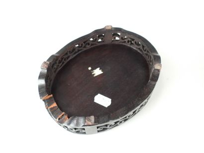 CHINA: Two carved wood bases. L. 16 cm (for...