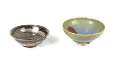 CHINA: Two blue and brown glazed stoneware...