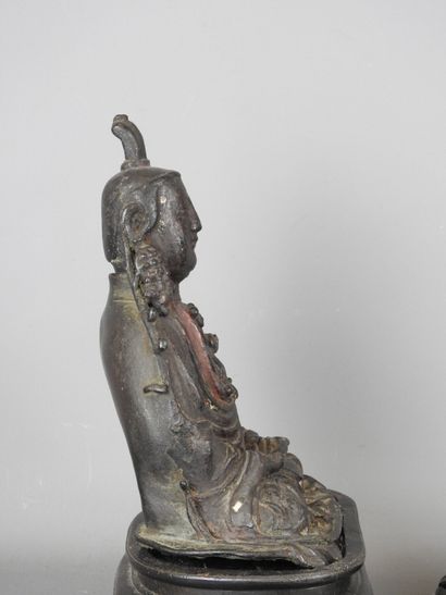 BOUDDHA as a tailor, patinated bronze. Early...