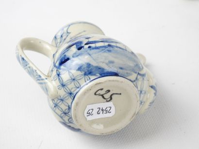 CHINA: Porcelain teapot with white-blue landscape...