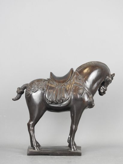 CHINA: Ceremonial horse. Bronze with black...