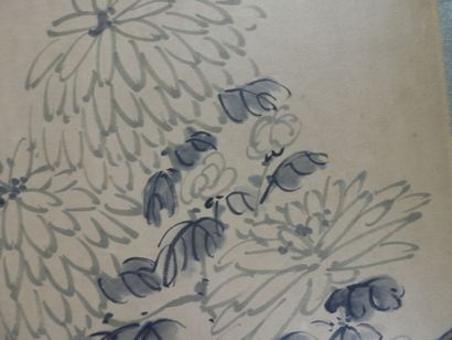 JAPAN: kakemono with floral design. Signed....