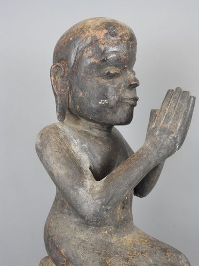 LAOS
Buddha figure in prayer position. Patinated...