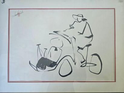 INDOCHINE, XXe.
Vélo vietnamien.
Encre de...
