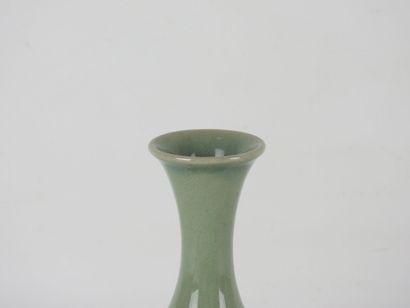 CHINA: Celadon-glazed ceramic baluster vase...