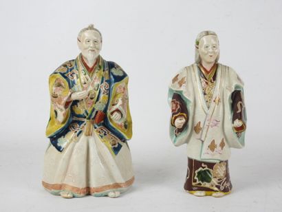 JAPON : Couple de personnages en céramique...