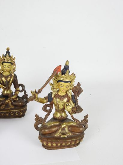 ASIA: Five bronze statuettes representing...