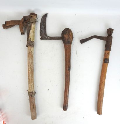 AFRIQUE : Trois outils agricoles avec manches...