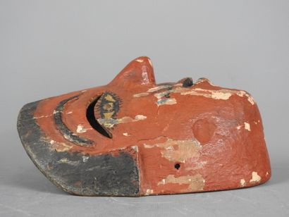 MEXIQUE : Masque visage d'homme, bois polychrome....