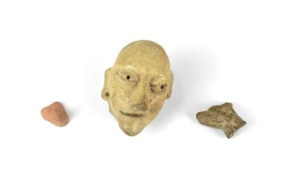 MEXICO : Head of a Zayarit homma. Stone sculpture....