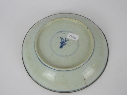 CHINE : Coupelle en porcelaine blanc bleu...