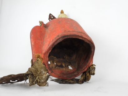 CHINA: Wood and metal mask representing the...