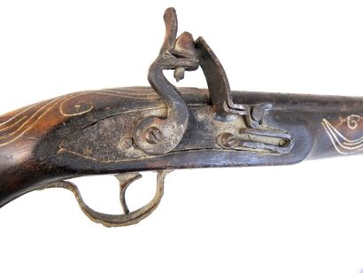 ARMES à FEU. Paire de pistolets à silex à...