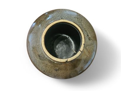 Stoneware ginger pot with brown glaze.
Mark...
