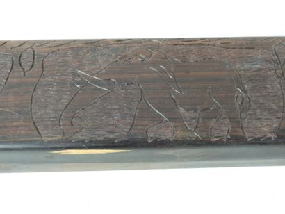 JEU de boules Awalé. Coffret en bois sculpté...