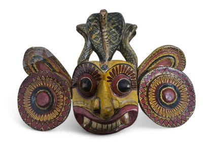 SRI LANKA, 
Carved polychrome painted wooden...