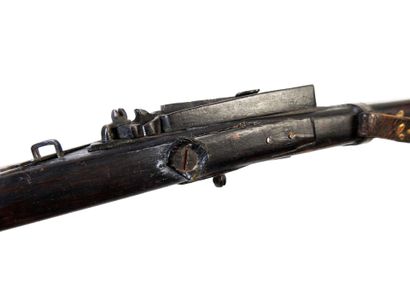 ARMES à FEU. Fusil tibétain à mèche, monture...