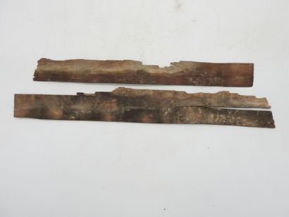 Rare pair of wooden strips inscribed with...