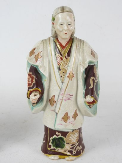JAPON : Couple de personnages en céramique...