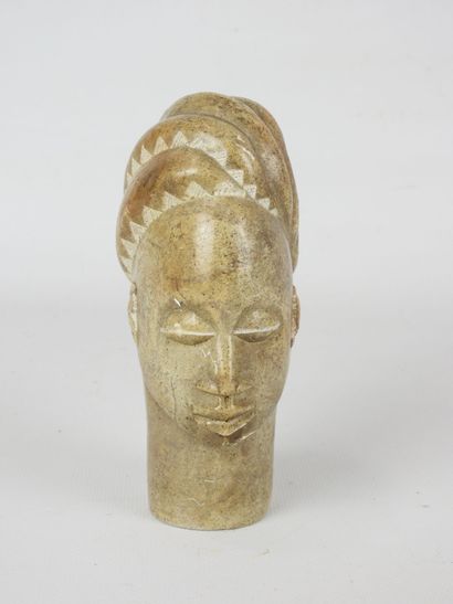 GABON: Carved head in Mbigou stone. H. 16...